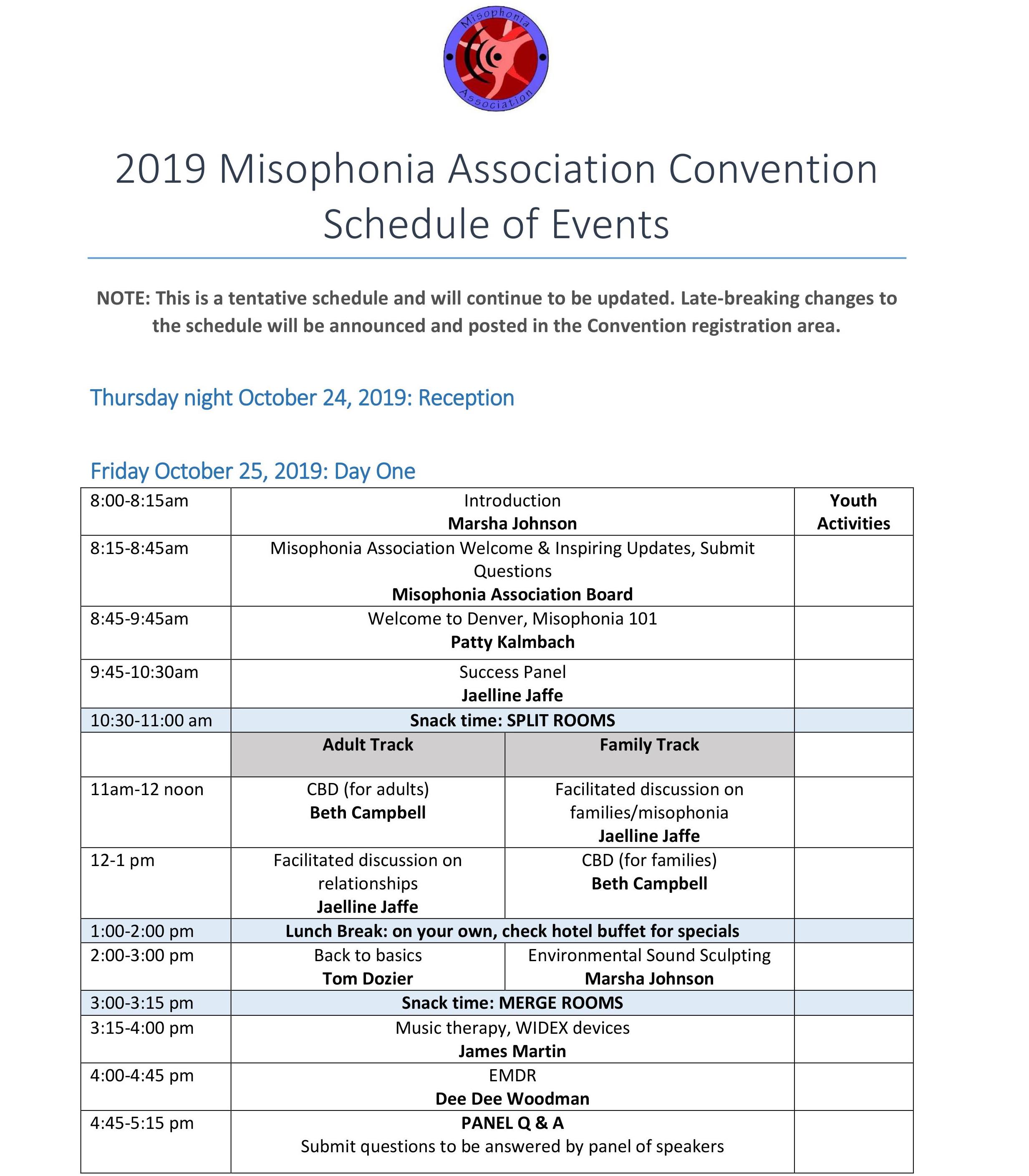 2019 Convention Schedule – Misophonia Association